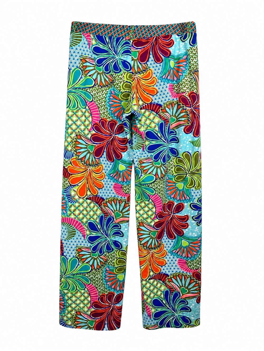 Trina Turk Multicolor Tropical Floral Wide-Leg Palazzo Zanzibar Resort Pants sun - Picture 3 of 6